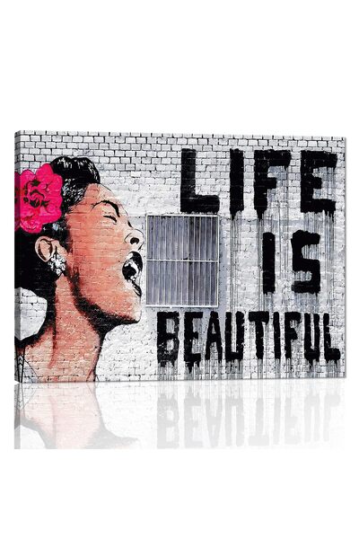ALAYRA International ALAYRA Graffiti Street Canvas Wall Art Life is Beautiful...