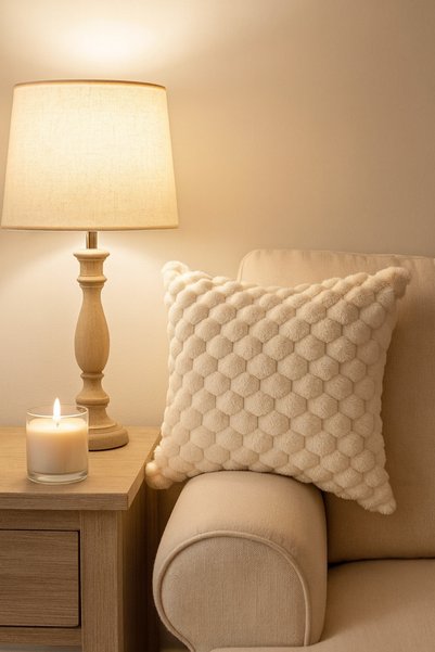 MEFAKS TEKSTİL 2-Pack Plush Soft Touch Cream Embossed Decorative Throw Pillow
