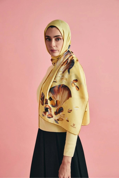 Maisa Gem Cotton Silk Shawl 70*190 cm - Yellow
