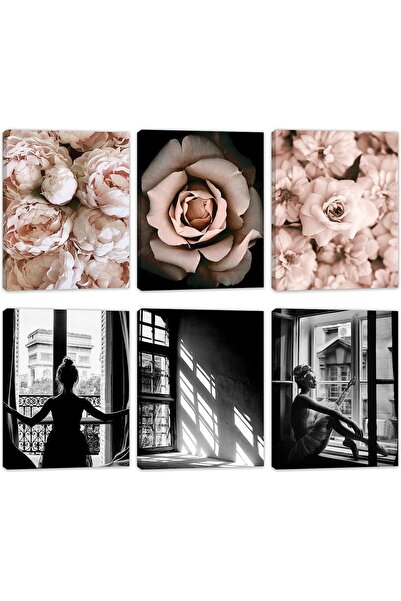 ALAYRA International مجموعة مطبوعات فنية جدارية مؤطرة من ALAYRA، تتكون من 6 ق...