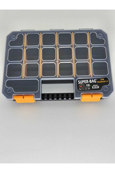 SUPER-BAG Super Bag No:14 Profesyonel Şeffaf Organizer Kutu - 18 Bölmeli Ayar...