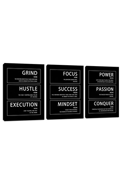 ALAYRA International لوحة جدارية تحفيزية من ألايرا، شغف، 3 قطع، مطبوعة على قماش، ديكور مكتبي، ملصق، عقلية