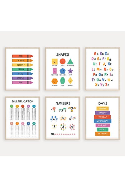 ALAYRA International ALAYRA ,Set of 6 Education Learning Posters,Alphabet Pos...