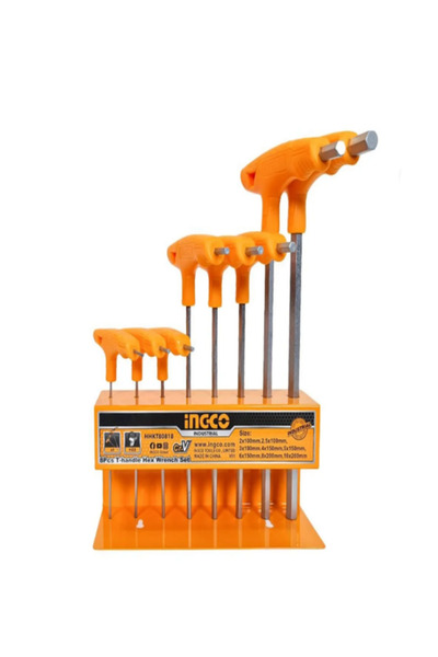Ingco إنجكو HHKT80818 مجموعة مفاتيح ألين بمقبض T 8 قطع