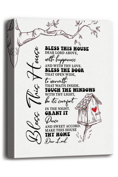 ALAYRA International لوحة جدارية قماشية من تصميم ألايرا بعنوان "بارك هذا البيت"، هدية مثالية للمنزل أو المكتب