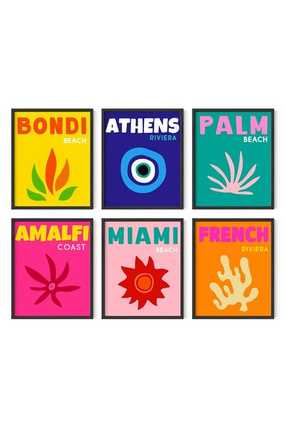 ALAYRA International ALAYRA Travel Posters - Set of 6 Aesthetic Preppy Poster...