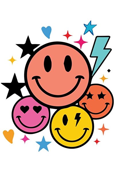 ALAYRA International ملصقات فينيل PVC بتصميم وجه مبتسم ونجمة وقلب من ALAYRA |...