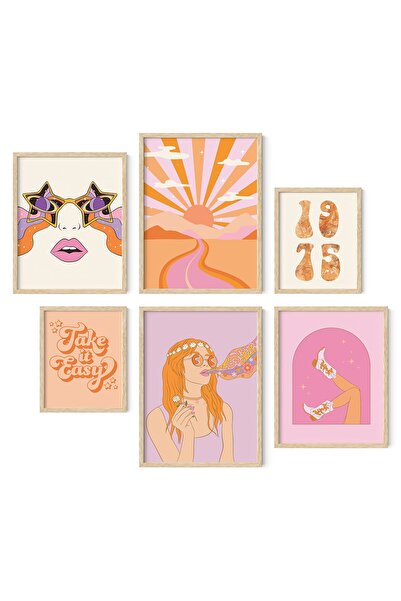 ALAYRA International مجموعة ملصقات جدارية برتقالية من ALAYRA مكونة من 6 قطع -...