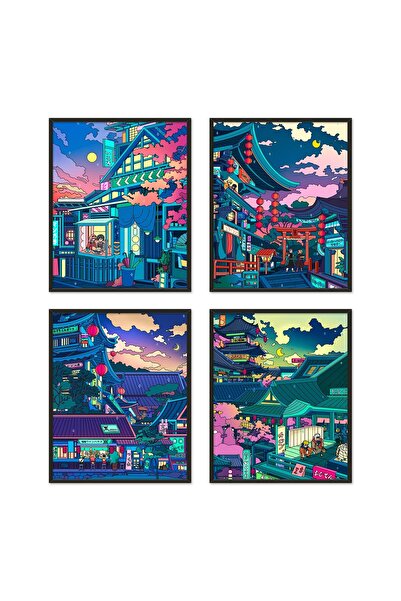 ALAYRA International ALAYRA Anime Poster Japanese Wall Art Decor Neon Night S...