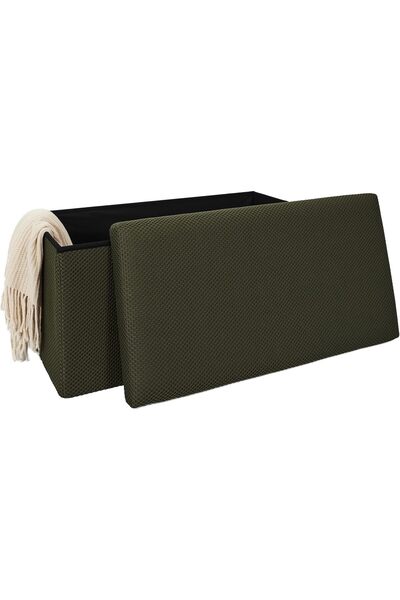 Home Dwell Cushioned Storage Bench with Hidden Compartment | Modern Ottoman S...