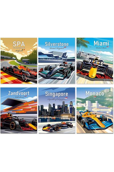 ALAYRA International ملصق سباق فورمولا جراند بريكس على حلبة سيلفرستون من ALAYRA، مطبوع على قماش سباق هاميلتون فيرستابن