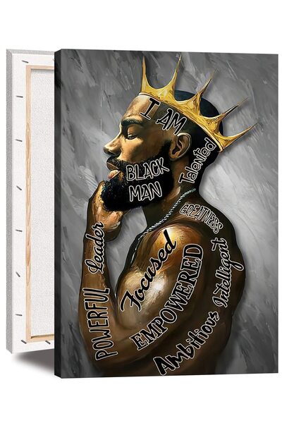 ALAYRA International لوحة جدارية مؤطرة من ALAYRA، تصور رجلاً أسود ملهماً، لوح...