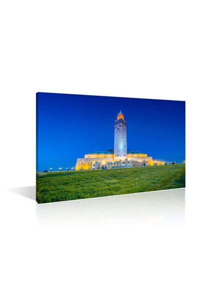 ALAYRA International ديكور منزلي من ألايرا لغرفة المعيشة، ديكورات جدارية لمسجد الحسن الثاني، صور إسلامية، لوحة واحدة