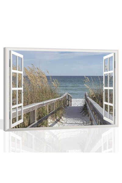 ALAYRA International ALAYRA 3D Fake Window Wall Art,Beach Canvas Prints 39×59...