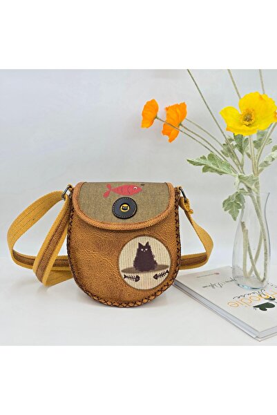 HOODİEMOUSE Karamık Cross Braided Shoulder Bag Ethnic Bohemian Style - Mustard