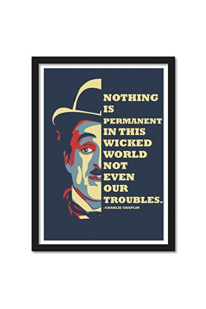 ALAYRA International ملصق مؤطر يحمل اقتباسًا تحفيزيًا لتشارلي شابلن من ألايرا...