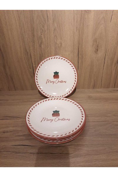 Keramika Pasta Plate 20 cm 4 Pieces New Year / New Year's Eve / New Year / Merry Christmas