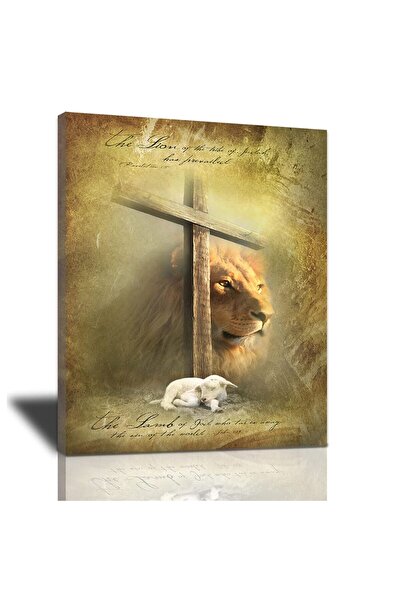 ALAYRA International ALAYRA Lion King and Lamb the Cross Wall Art Decor Jesus...