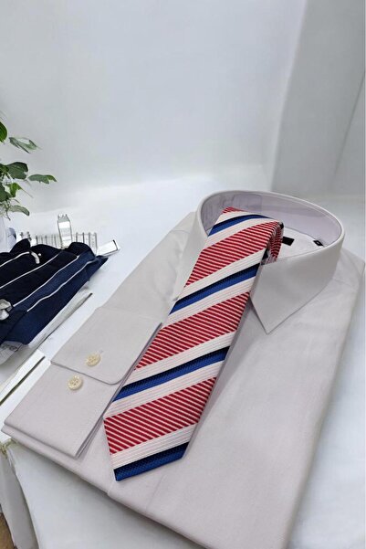 Sarar ربطة عنق مخططة باللونين الأحمر والأبيض مقاس 7 سم من الألياف الدقيقة KR-63