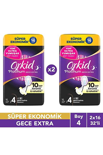 Orkid Platinum Dörtlü Paket Gece Ekstra 16 Adet X2