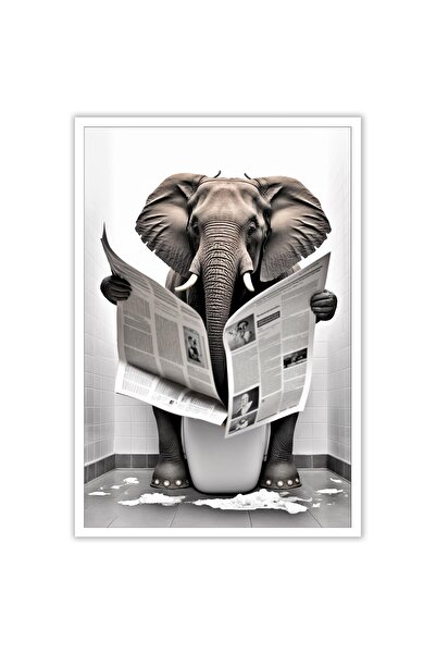 ALAYRA International لوحة جدارية قماشية مرحة للحمام من ALAYRA، عليها صورة فيل...