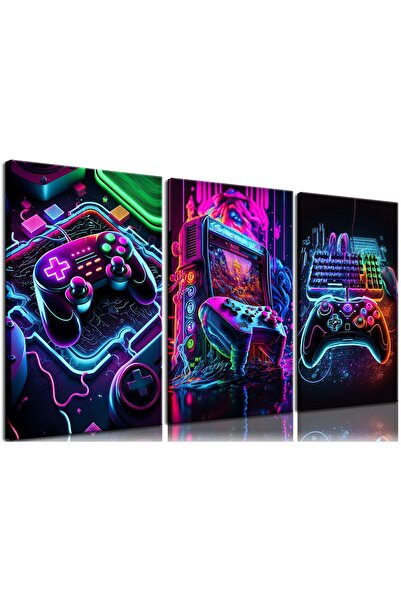 ALAYRA International ALAYRA Game Room Decor Wall Art Set of 3 - Colorful Neon...