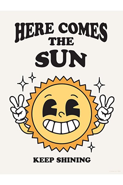 ALAYRA International ملصق شمس ريترو مطبوع على الحائط من ALAYRA، ديكور غرفة لط...