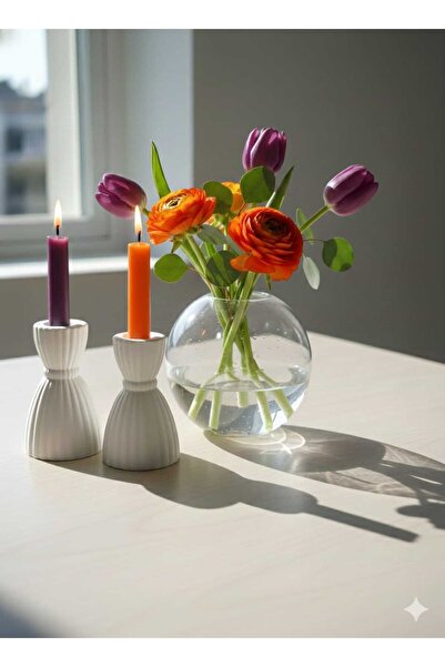 beautystyle 2'li İskandinav Şamdanlık (Mumlar Dahil Değildir)El Yapımı Mumluk...