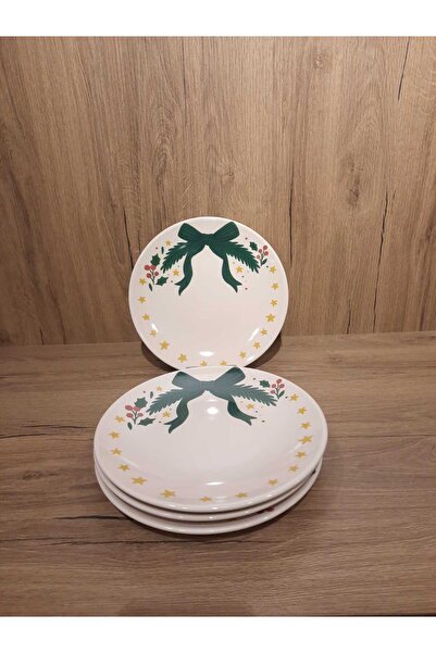 Keramika Pasta Plate 20 cm 4 Pieces New Year / New Year's Eve / New Year / Merry Christmas
