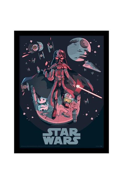 ALAYRA International ملصق حرب النجوم من ALAYRA بإطار (تصميم توضيحي لدارث فيدر...