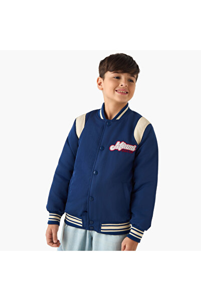 Juniors جاكيت ثقيل مطبوع عليه شعار الجامعة بأكمام طويلة