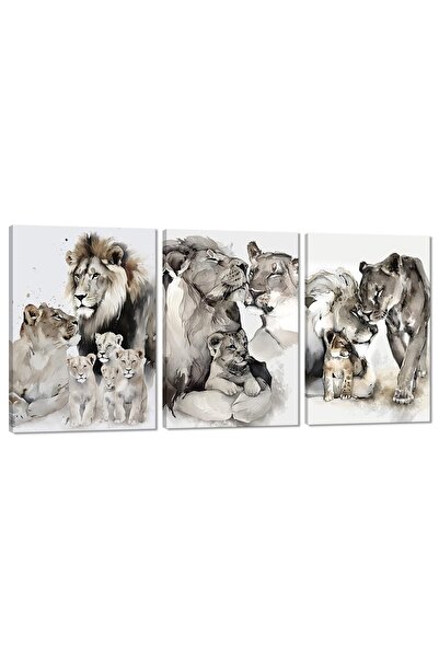 ALAYRA International ALAYRA 3 Pieces Lion Pictures Wall Art Animal Canvas Pai...