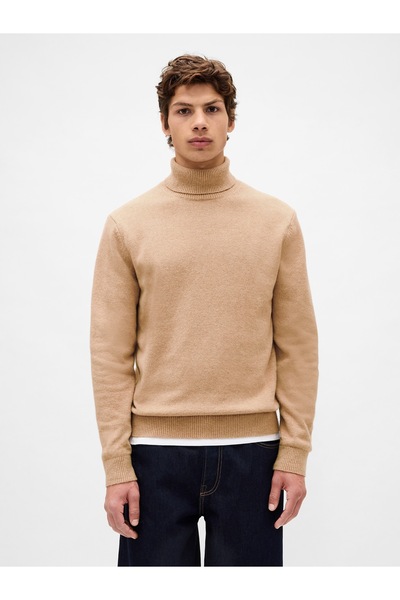 GAP Erkek Açık Kahverengi CashSoft Turtleneck Kazak