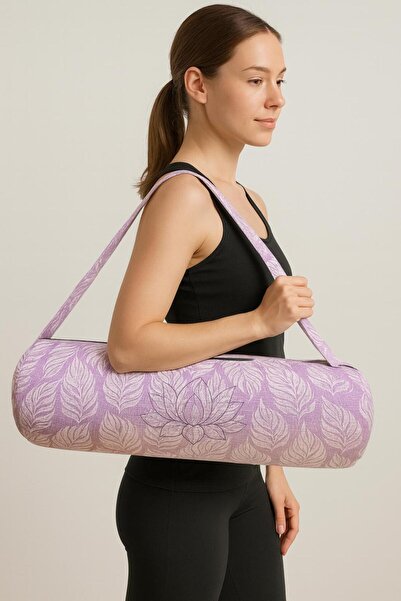 NareSpor حقيبة حمل حصيرة اللوتس مطبوع / حقيبة تدريب اللياقة البدنية واليوجا + 2 قطعة من المطاط لجمع الحصائر