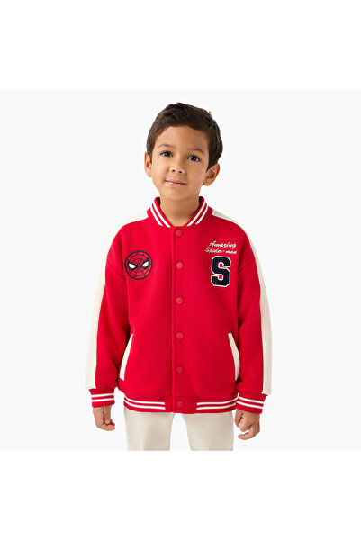 Marvel جاكيت بومبر مطرز بشعار سبايدرمان بأكمام طويلة