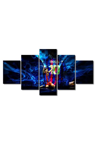 ALAYRA International لوحة جدارية فنية من القماش مكونة من 5 قطع من ALAYRA، تحمل صورة ميسي رقم 10 من نادي برشلونة لكرة القدم، مناسبة للأطفال.