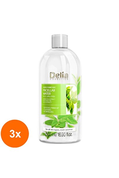 Delia Set of 3 x Deep Purifying Green Tea Micellar Water, Green Tea, 500 ml