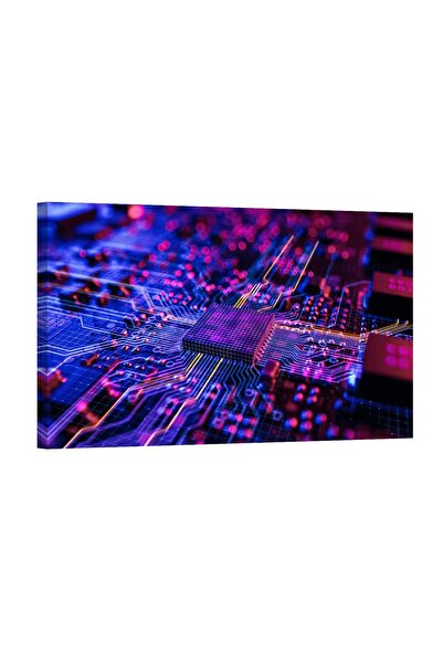 ALAYRA International لوحات جدارية إبداعية من ALAYRA، مصنوعة من قماش الكانفاس، مزينة برقائق الذكاء الاصطناعي، ولوحات الدوائر الإلكترونية، ومطبوعات معالجات وحدة المعالجة المركزية.