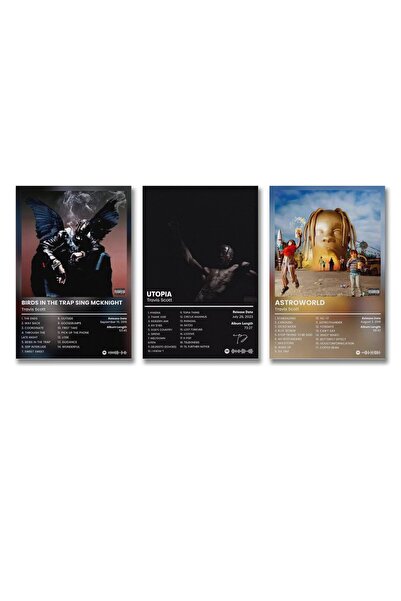 ALAYRA International مجموعة ألايرا المكونة من 3 قطع، ملصق ترافيس سكوت، مغني ا...