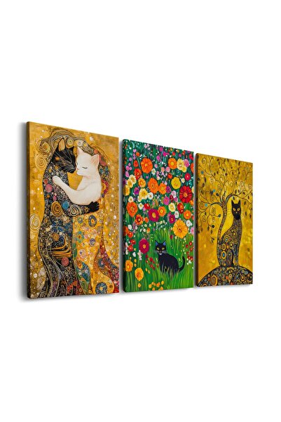 ALAYRA International لوحة جدارية قماشية من تصميم غوستاف كليمت، رسمة قطة سوداء...