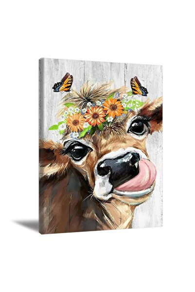 ALAYRA International لوحة جدارية بقرة من ALAYRA، ملصق بقرة ريفي، لوحة بقرة وف...