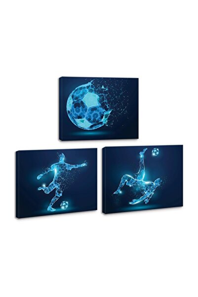 ALAYRA International مجموعة لوحات جدارية لكرة القدم من ALAYRA، ثلاث لوحات مؤط...