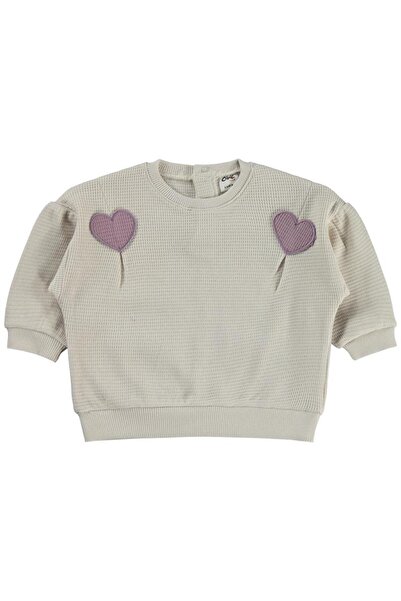 Civil Baby Heart Embroidered 6-18 Months Sweatshirt - Beige 6-9 Months