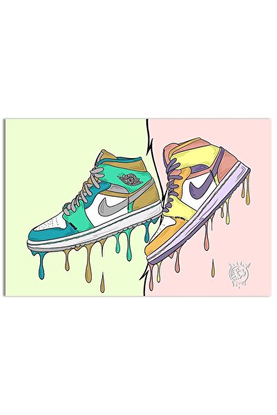 ALAYRA International ALAYRA Air Jordan Sneakers Poster, AJ Canvas Wall Art Sn...