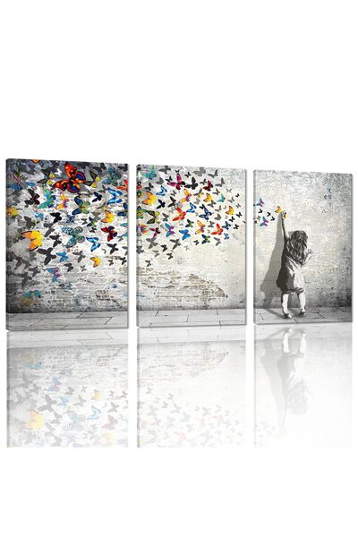 ALAYRA International ألايرا: فن جداري جرافيتي، ديكور جداري مرح، ملصق فراشة جرافيتي لشارع الفتيات