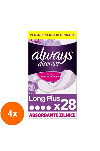 Always Set of 4 x 28 Incontinence Pads, Discreet Long Plus