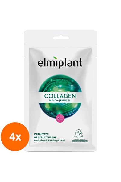 ELMIPLANT Set of 4 x Collagen Sheet Mask, for All Skin Types, 20 ml