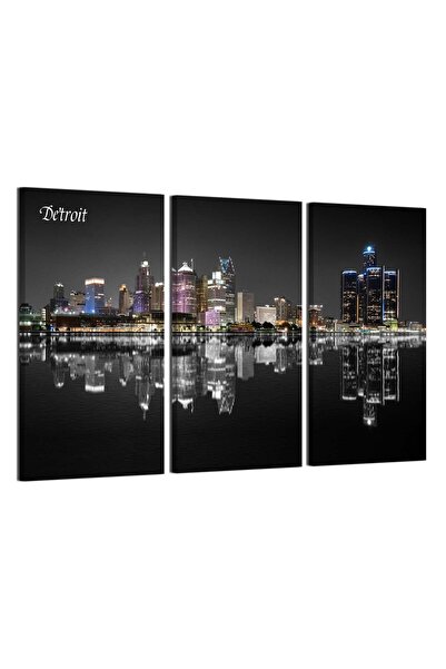 ALAYRA International لوحة جدارية من قماش مطبوع عليها صورة أفق مدينة ديترويت م...