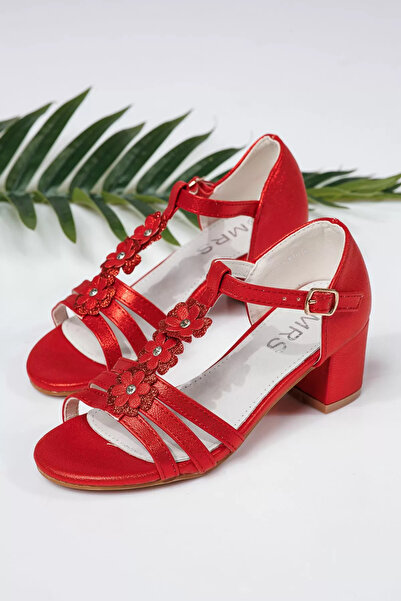 Zaira Sandale fete rosii din piele ecologica Alina #21942 - 35