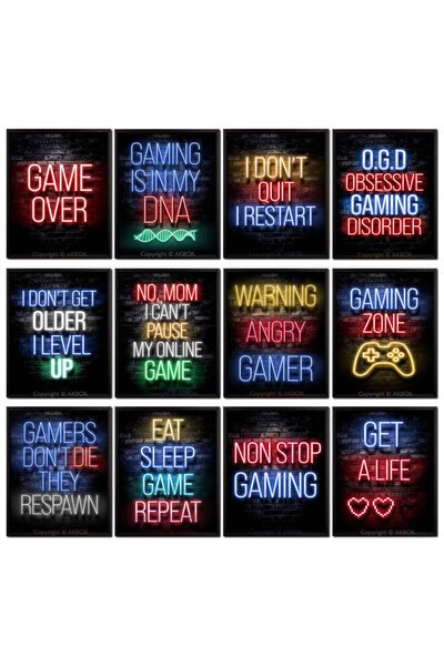 ALAYRA International ALAYRA 12 Pieces Video Game Posters Neon Gaming Poster G...